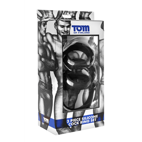 Penisringe Tom of Finland Set aus drei Weiten Silikon Grau Ø 4,5 cm – Ansicht 2