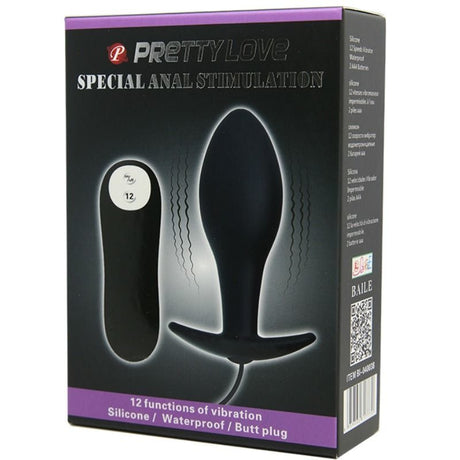 Pretty Love - Anal Plug Ankerform Silikon 12 Vibrationsmodi Schwarz