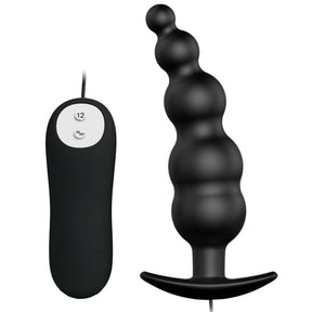 Pretty Love - Analplug aus Silikon Extra Stimulation und 12 Vibrationsmodi Schwarz