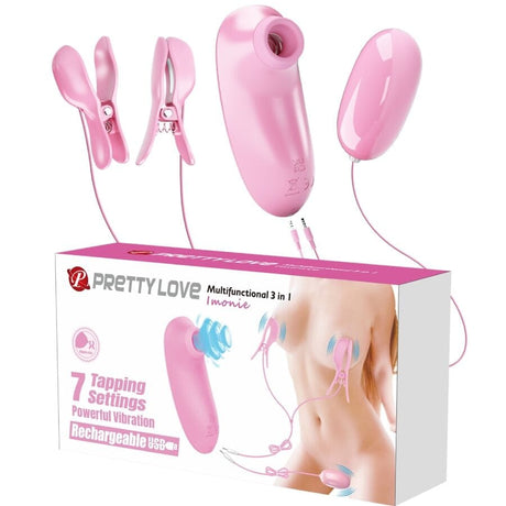 Pretty Love - Imonie 3-in-1 Multifunktionales Set mit Saugnapf, Brustwarzen und Klitoris