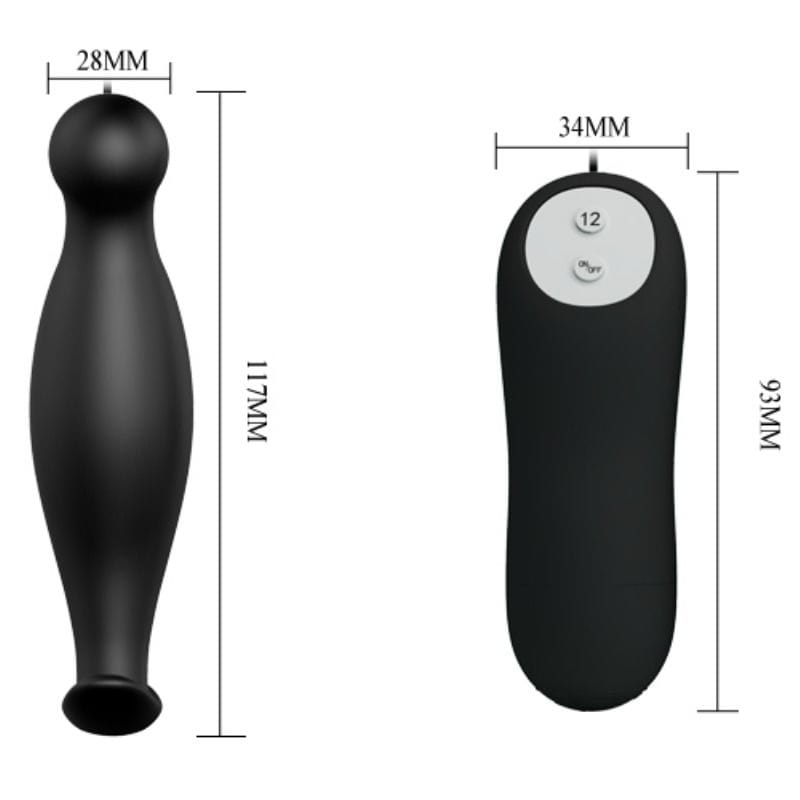 Pretty Love - Silikon Analplug 12 Vibrationsmodi Schwarz