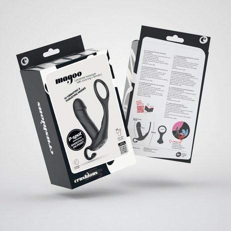 Prostata-Vibrator Magoo mit Stoßfunktion Penisring und Fernbedienung Schwarz 14 cm – Ansicht 2