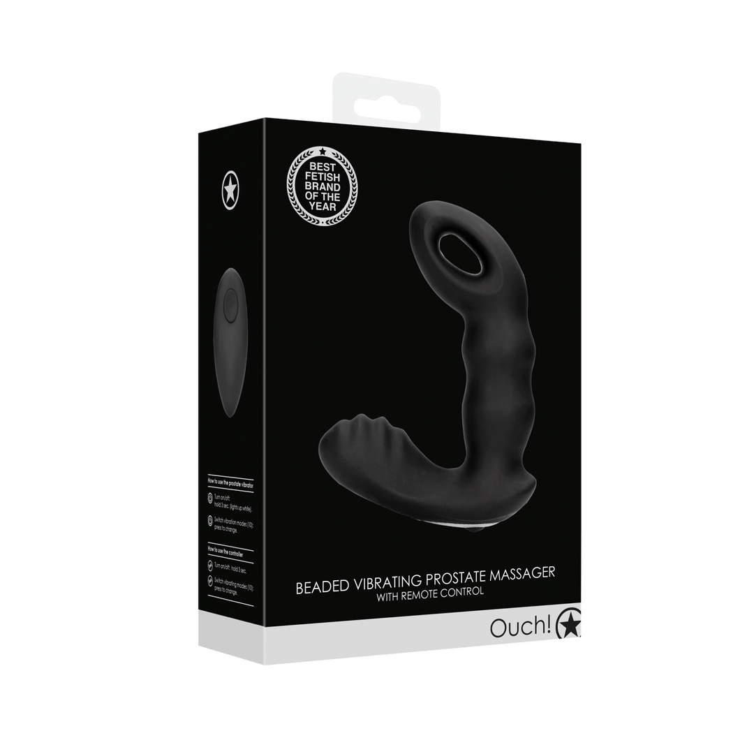 Prostatavibrator Ouch mit Fernbedienung mit Perlen 10,3 x Ø 3,4 cm – Ansicht 2