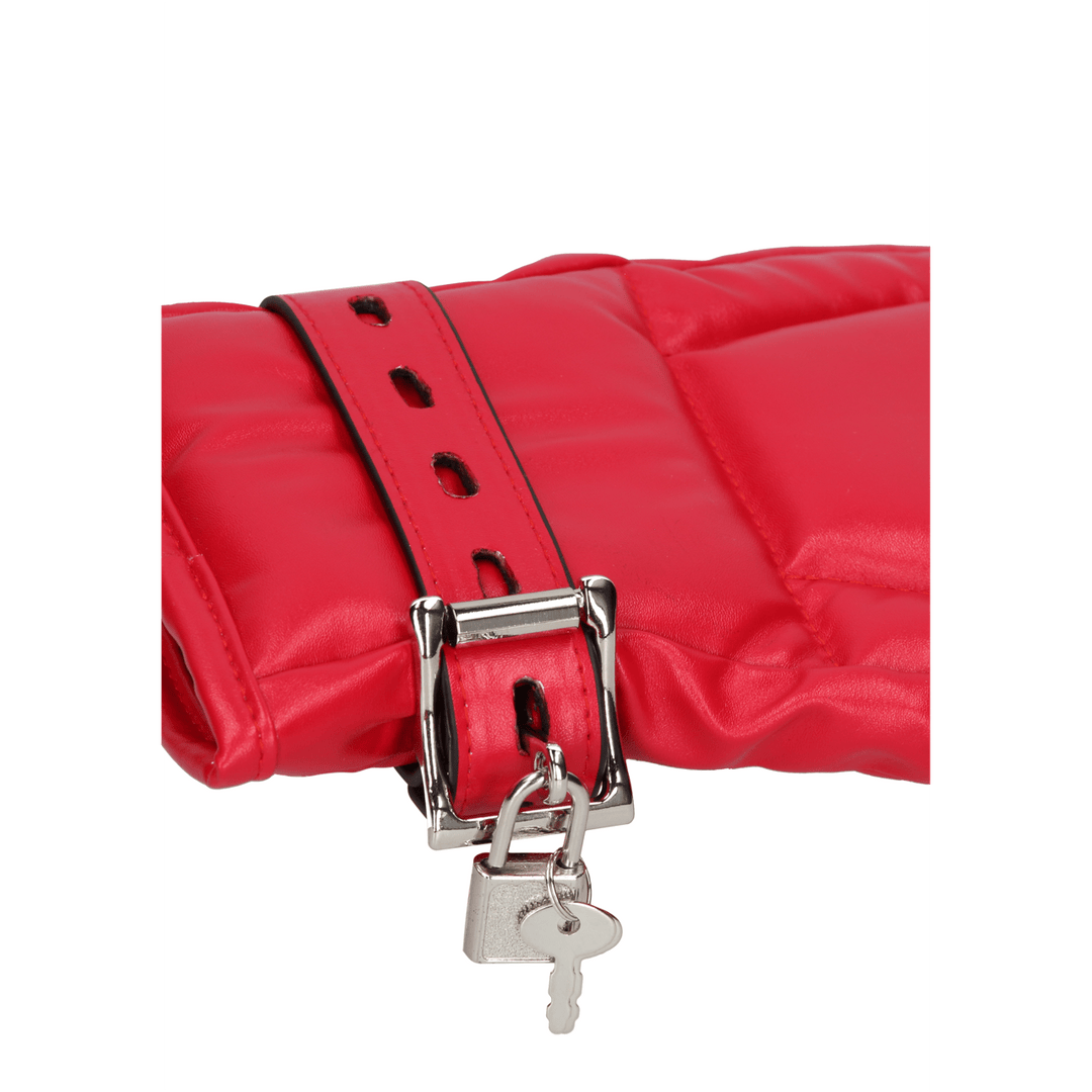 Puppy-Handschuhe Ouch aus PU-Leder mit Schloss Rot 28 cm – Ansicht 7