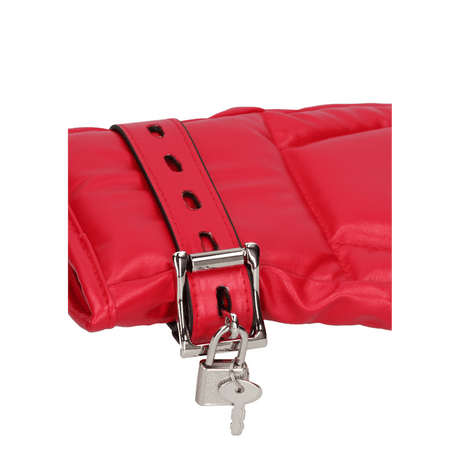 Puppy-Handschuhe Ouch aus PU-Leder mit Schloss Rot 28 cm – Ansicht 7
