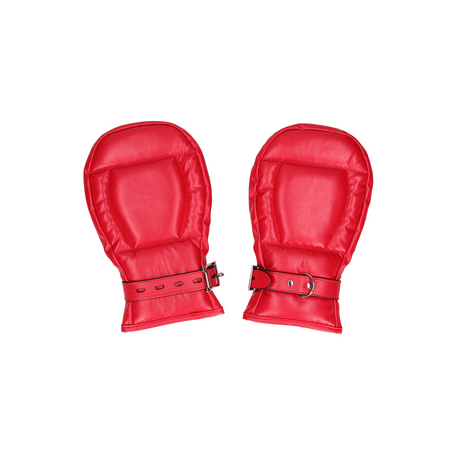 Puppy-Handschuhe Ouch aus PU-Leder mit Schloss Rot 28 cm – Ansicht 4