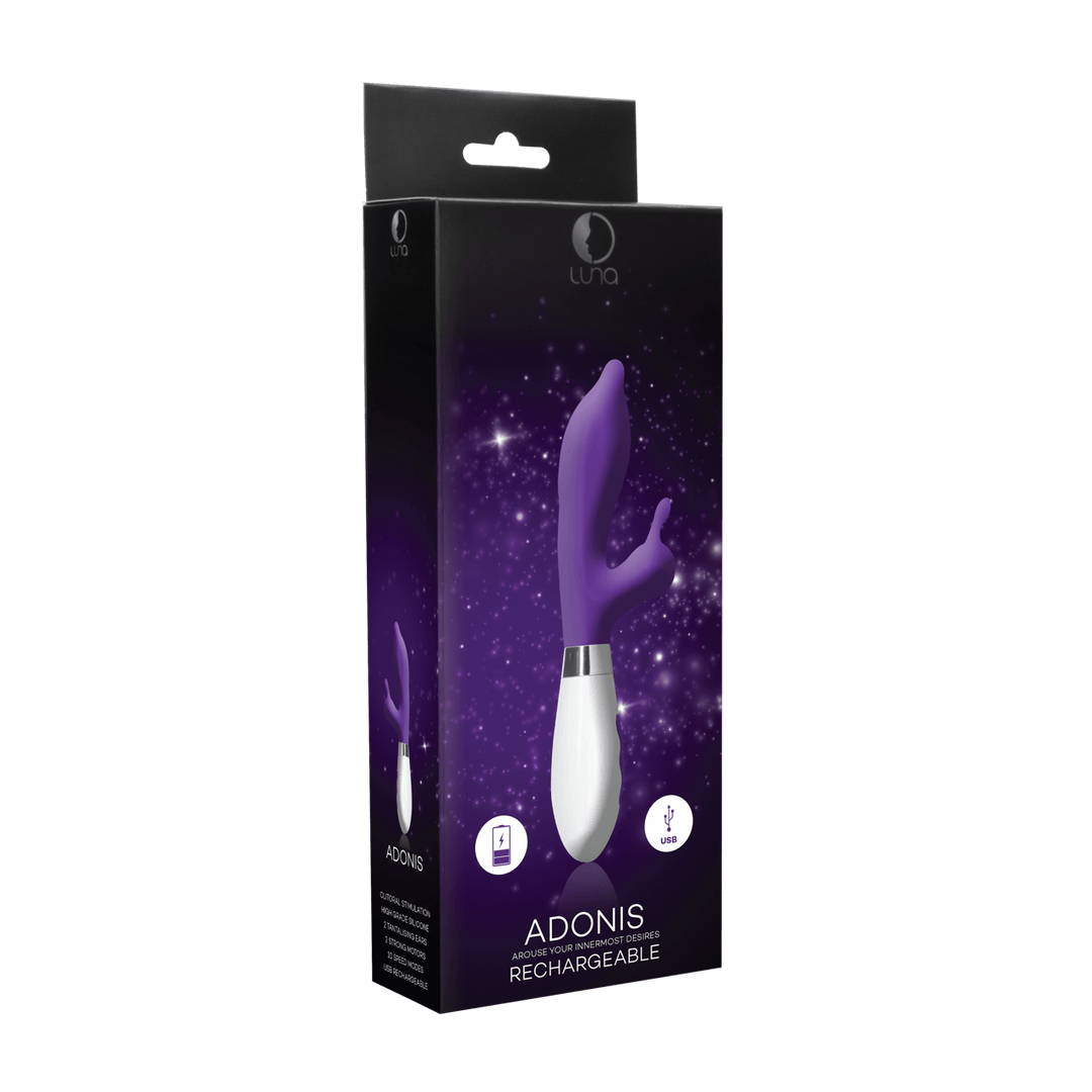 Rabbit-Vibrator Adonis mit Akku Violett 21,8 x 3,5 cm – Ansicht 2