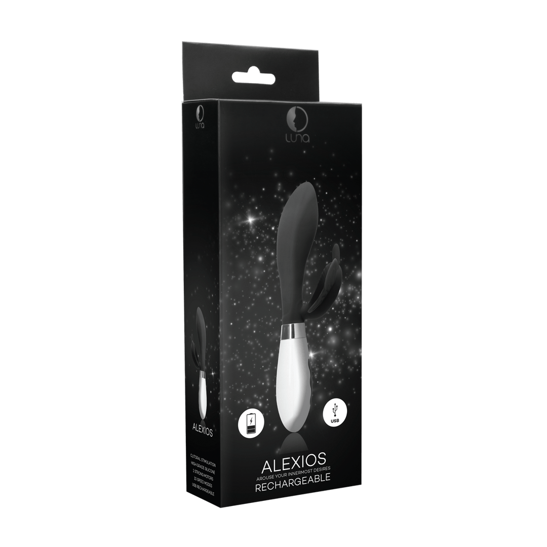 Rabbit-Vibrator Alexios mit Akku Schwarz 12 x 3,8 cm – Ansicht 2