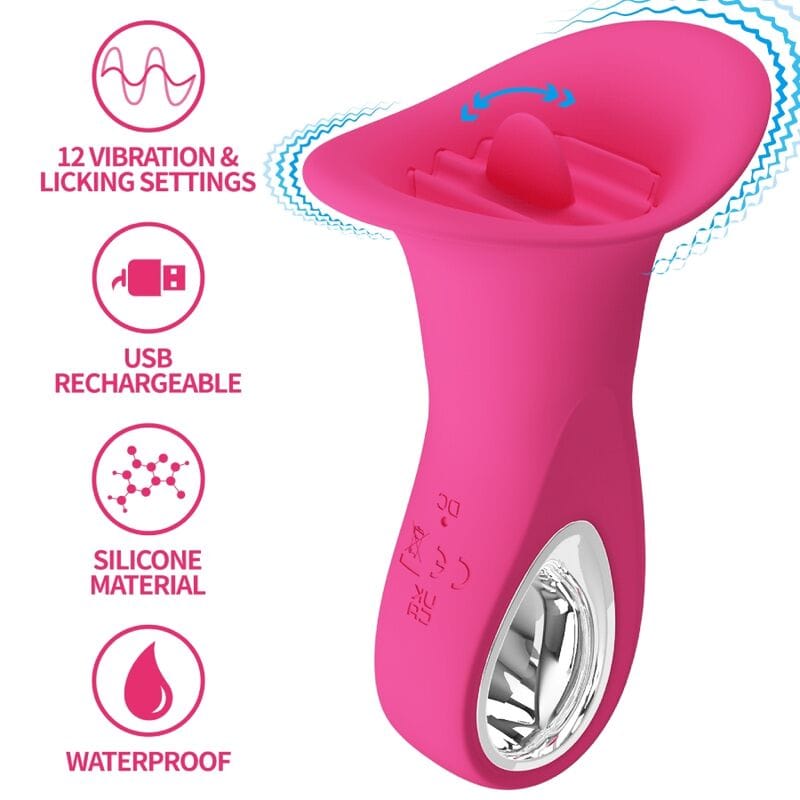 Rabbit-Vibrator Clyde Oralvibrator vibrierende Zunge 12 Vibrationen Rosa