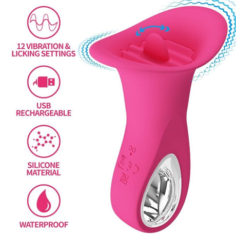 Rabbit-Vibrator Clyde Oralvibrator Vibrierende Zunge 12 Vibrationen Rosa