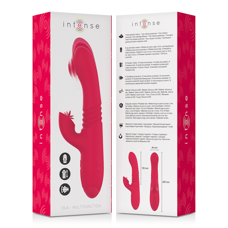 Rabbit-Vibrator Dua Multifunktion Wiederaufladbar Auf-und-Ab mit Roter Zunge 4,4 cm – Ansicht 5
