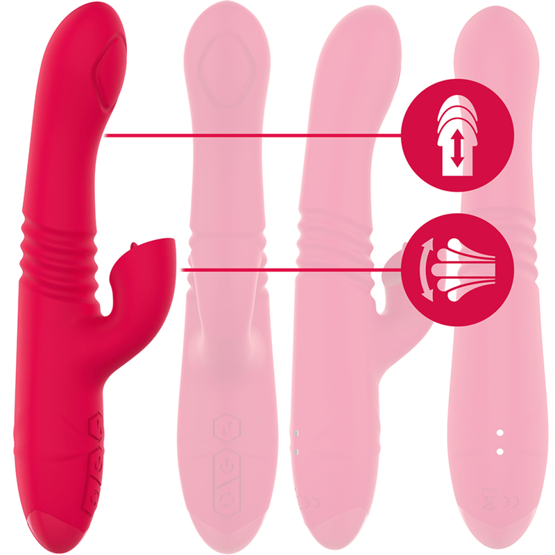 Rabbit-Vibrator Dua Multifunktion Wiederaufladbar Auf-und-Ab mit Roter Zunge 4,4 cm – Ansicht 2