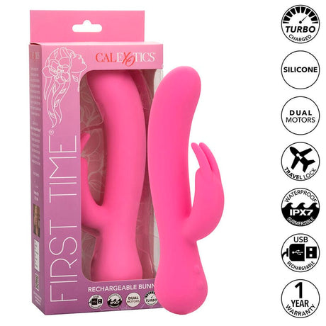 Rabbit-Vibrator First Time Rabbit Wiederaufladbar Rosa 21 cm