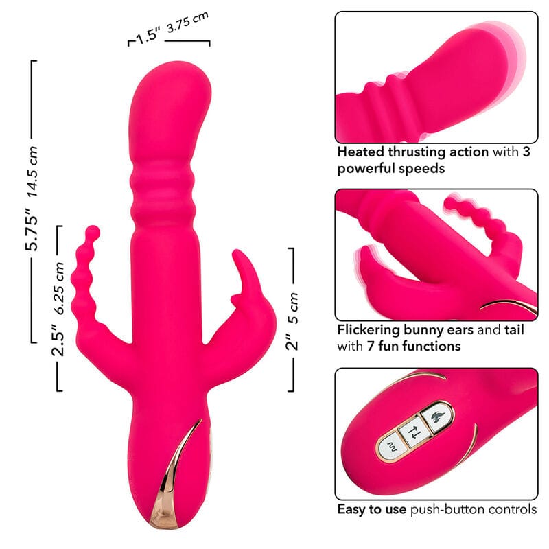 Rabbit-Vibrator Jack Fantasy Dreifach Beheizt Rosa 14,5 x 3,75 cm – Ansicht 7
