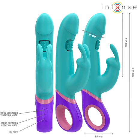 Rabbit-Vibrator Monica Rabbit mit Rotierendem g-Spot-Stimulator Blau 22,5 x 3,5 cm