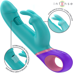 Rabbit-Vibrator Monica Rabbit mit Rotierendem g-Spot-Stimulator Blau 22,5 x 3,5 cm