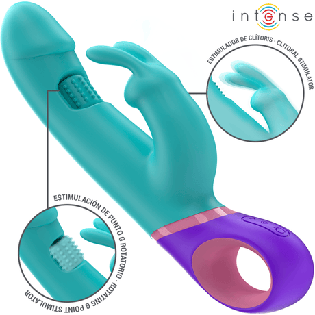 Rabbit-Vibrator Monica Rabbit mit Rotierendem g-Spot-Stimulator Blau 22,5 x 3,5 cm