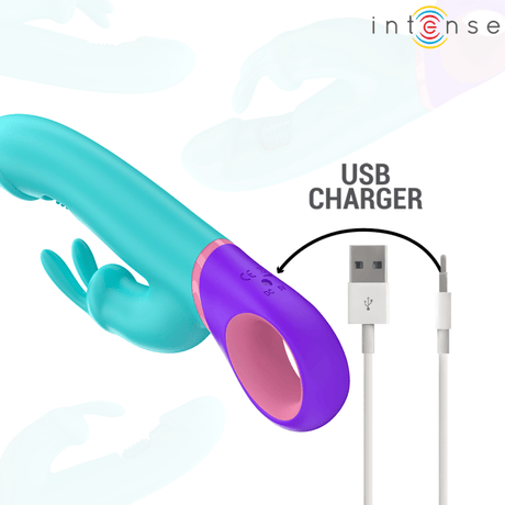 Rabbit-Vibrator Monica Rabbit mit Rotierendem g-Spot-Stimulator Blau 22,5 x 3,5 cm