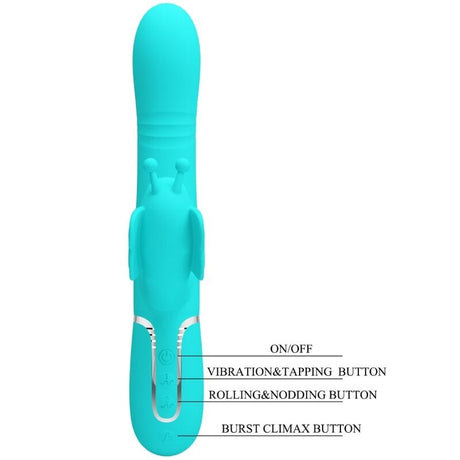 Rabbit-Vibrator Multifunktions-Kaninchenvibrator 4 in 1 Schmetterling Aquagrün
