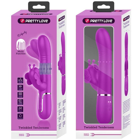 Rabbit-Vibrator Multifunktions-Kaninchenvibrator 4 in 1 Schmetterling Fuchsia