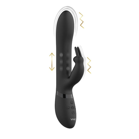 Rabbit-Vibrator Vive Amoris Rotierende Perlen Schwarz 23 x 3,5 cm