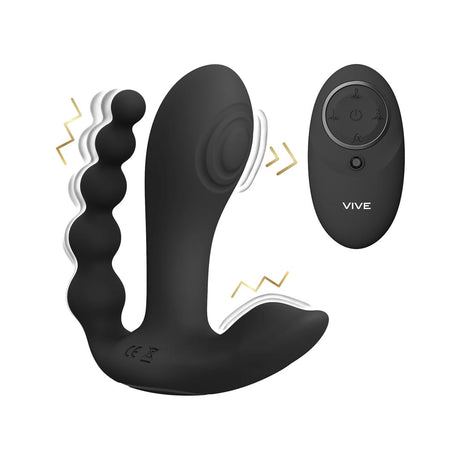 Rabbit-Vibrator Vive Kata Doppelpenetration Pulswelle Schwarz 12 x 3,3 cm