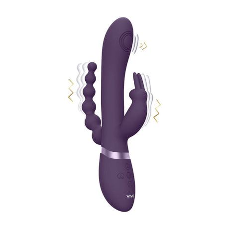 Rabbit-Vibrator Vive Rini Doppelpenetration Pulswelle Lila 22,3 x 4,3 cm