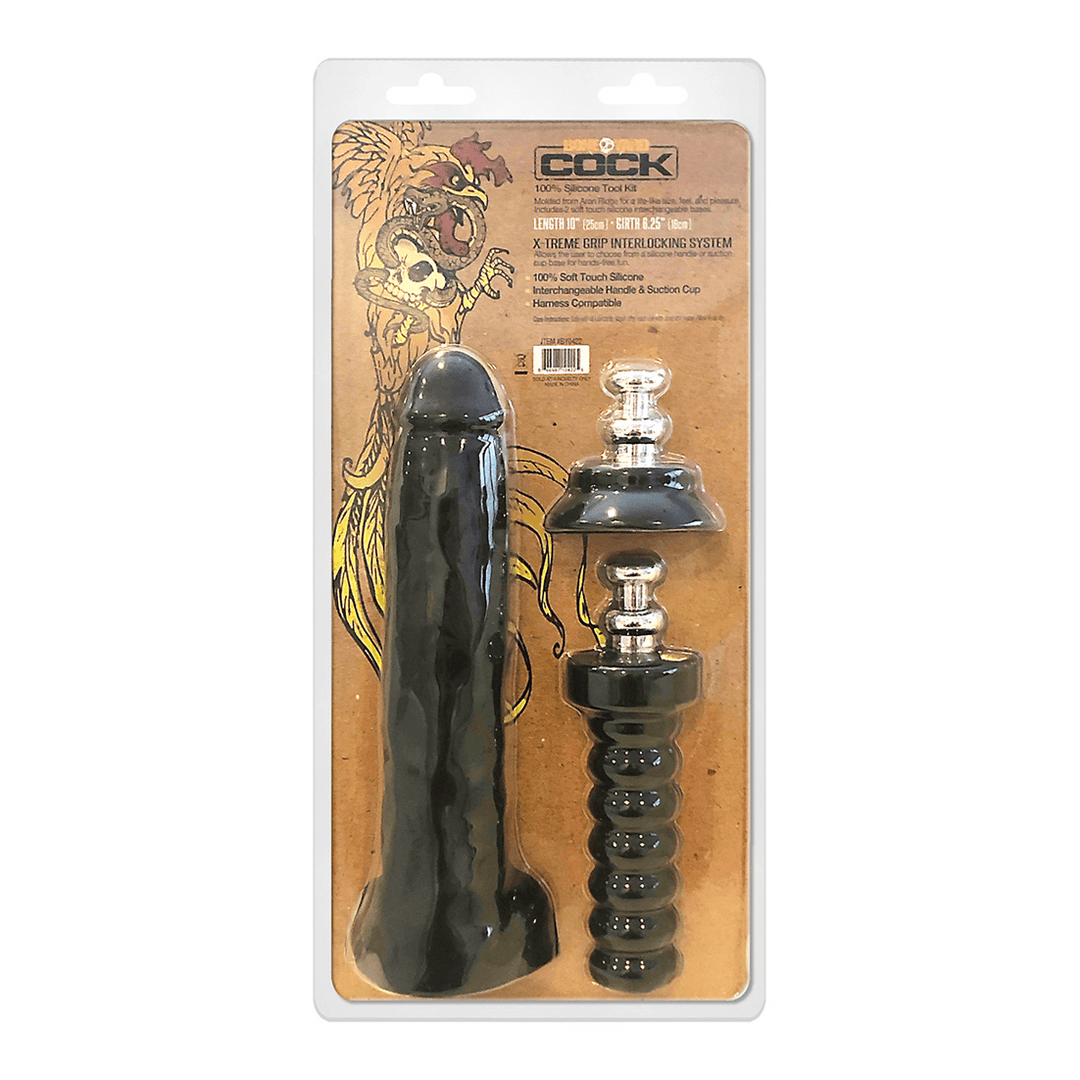 Realistischer Dildo Boneyard Cock Tool Kit Schwarz 25,4 cm – Ansicht 3