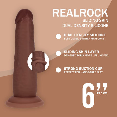 Realistischer Dildo Dual Density Gleithaut Braun 15,5 x Ø 3,3 cm – Ansicht 6