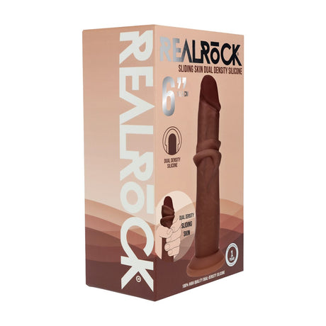 Realistischer Dildo Dual Density Gleithaut Braun 15,5 x Ø 3,3 cm – Ansicht 2