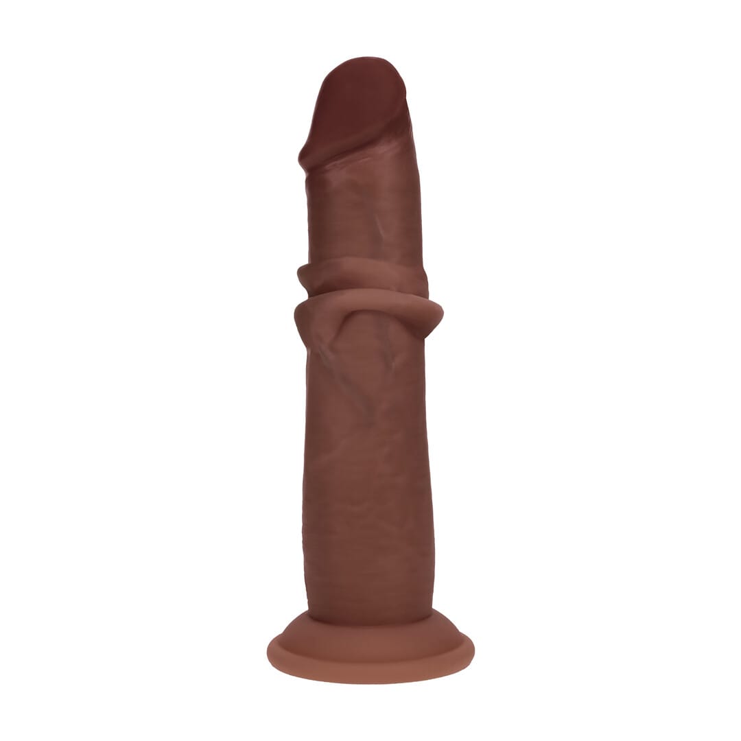 Realistischer Dildo Dual Density Gleithaut Braun 15,5 x Ø 3,3 cm – Ansicht 4