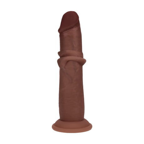Realistischer Dildo Dual Density Gleithaut Braun 15,5 x Ø 3,3 cm – Ansicht 4