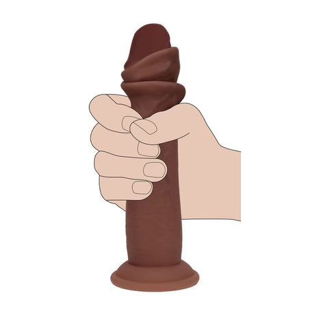 Realistischer Dildo Dual Density Gleithaut Braun 15,5 x Ø 3,3 cm – Ansicht 7