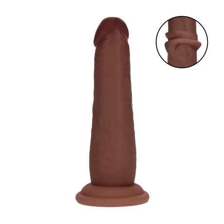 Realistischer Dildo Dual Density Gleithaut Braun 15,5 x Ø 3,3 cm