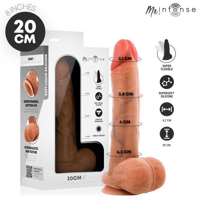Realistischer Dildo Gary M aus Silikon mit Hoden 20 cm Ø 4,2 cm