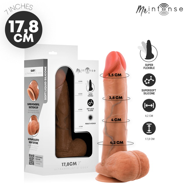 Realistischer Dildo Gary S aus Silikon mit Hoden 17,8 cm Ø 4,2 cm
