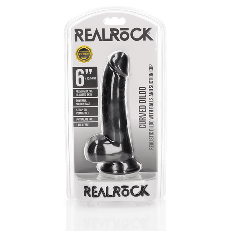 Realistischer Dildo gebogen mit Hoden und Saugfuß Schwarz 12,5 x Ø 3 cm – Ansicht 2