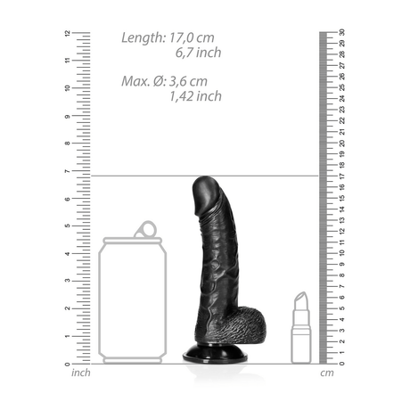 Realistischer Dildo gebogen mit Hoden und Saugfuß Schwarz 12,5 x Ø 3 cm – Ansicht 6