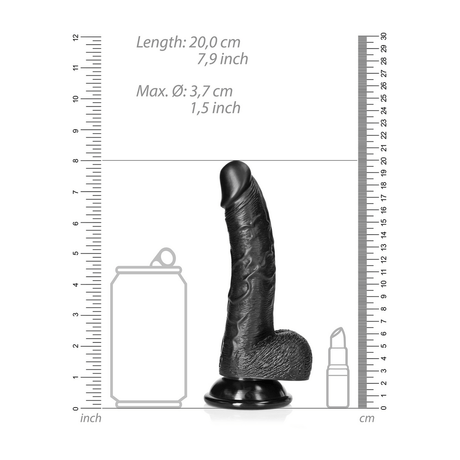 Realistischer Dildo gebogen mit Hoden und Saugfuß Schwarz 15 x Ø 3,7 cm – Ansicht 6