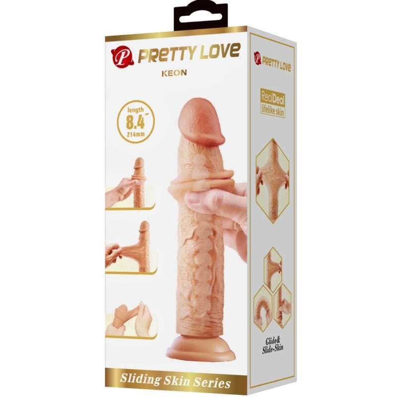 Realistischer Dildo Keon mit beweglicher Haut mit Saugfuß Natur 21,4 x 4,4 cm – Ansicht 7