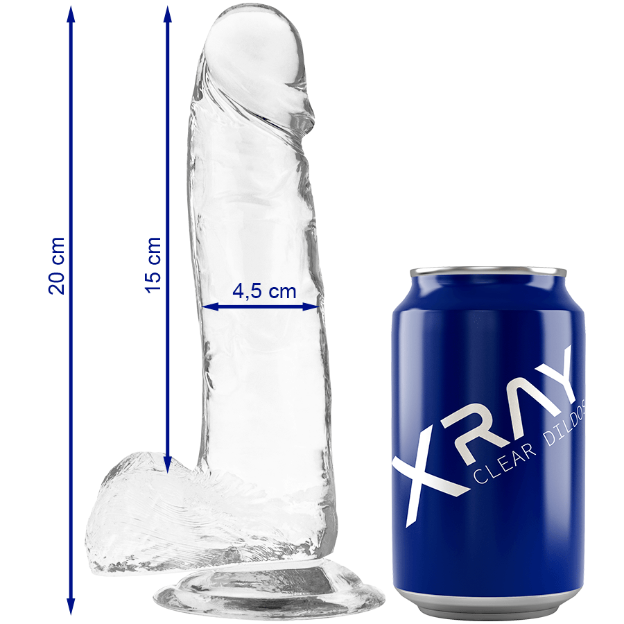 Realistischer Dildo mit Hoden Transparent 20 x 4,5 cm