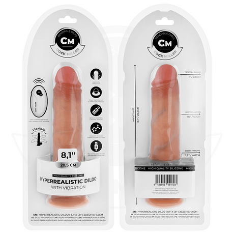Realistischer Dildo mit Saugnäpfen und Fernbedienung und Vibration 20,5 cm