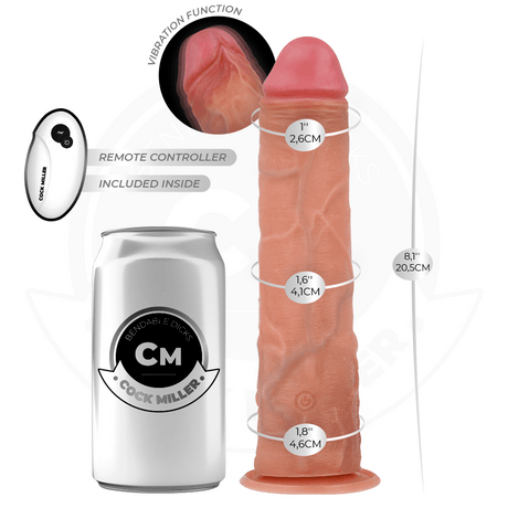 Realistischer Dildo mit Saugnäpfen und Fernbedienung und Vibration 20,5 cm