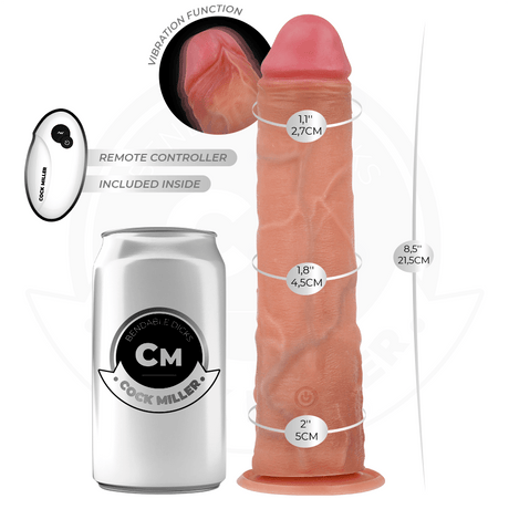 Realistischer Dildo mit Saugnäpfen und Vibration mit Fernbedienung 21,5 cm