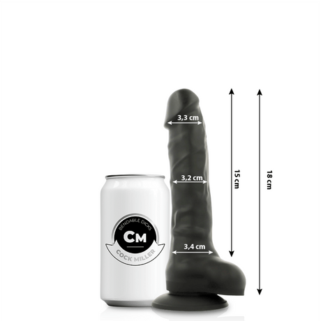 Realistischer Dildo Realistisches Silikon Dichte Artikulierbar Schwarz 18 cm