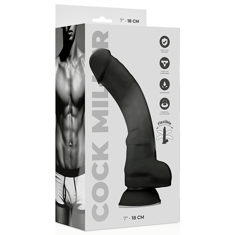 Realistischer Dildo Realistisches Silikon Dichte Artikulierbar Schwarz 18 cm