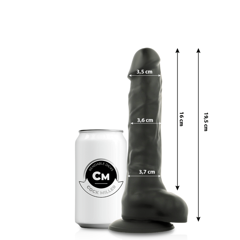 Realistischer Dildo Realistisches Silikon Dichte Artikulierbar Schwarz 19,5 cm