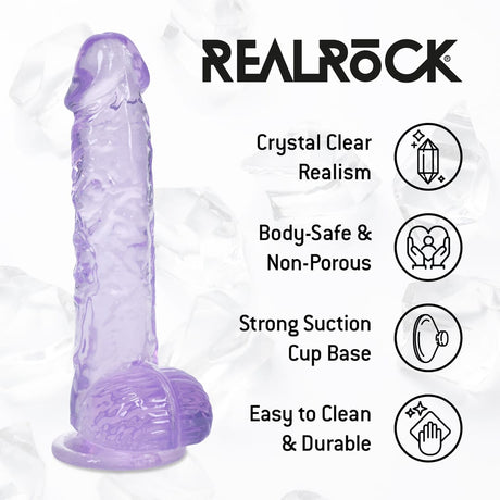 Realistischer Dildo RealRock Crystal Clear mit Hoden und Saugfuß TPE 12,7 x Ø 2,8 cm – Ansicht 12