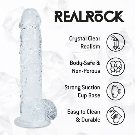 Realistischer Dildo RealRock Crystal Clear mit Hoden und Saugfuß TPE 12,7 x Ø 2,8 cm – Ansicht 18