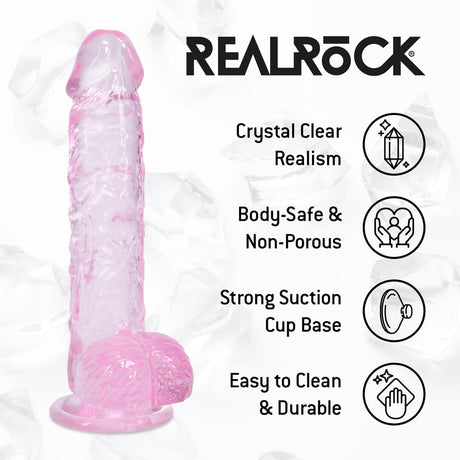 Realistischer Dildo RealRock Crystal Clear mit Hoden und Saugfuß TPE 12,7 x Ø 2,8 cm – Ansicht 6